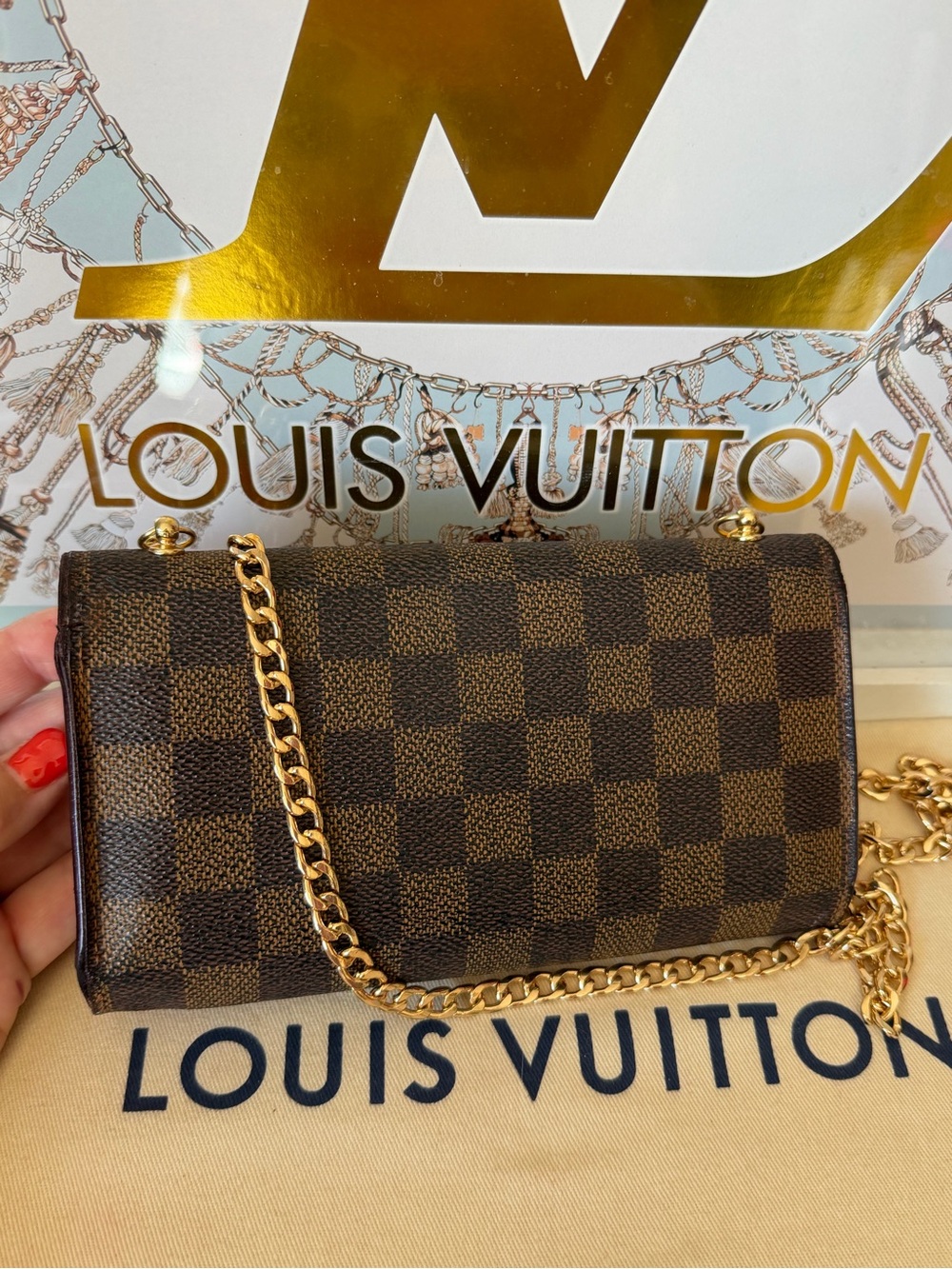Louis Vuitton Damier Ebene Long Wallet on Chain - Picture 3 of 16